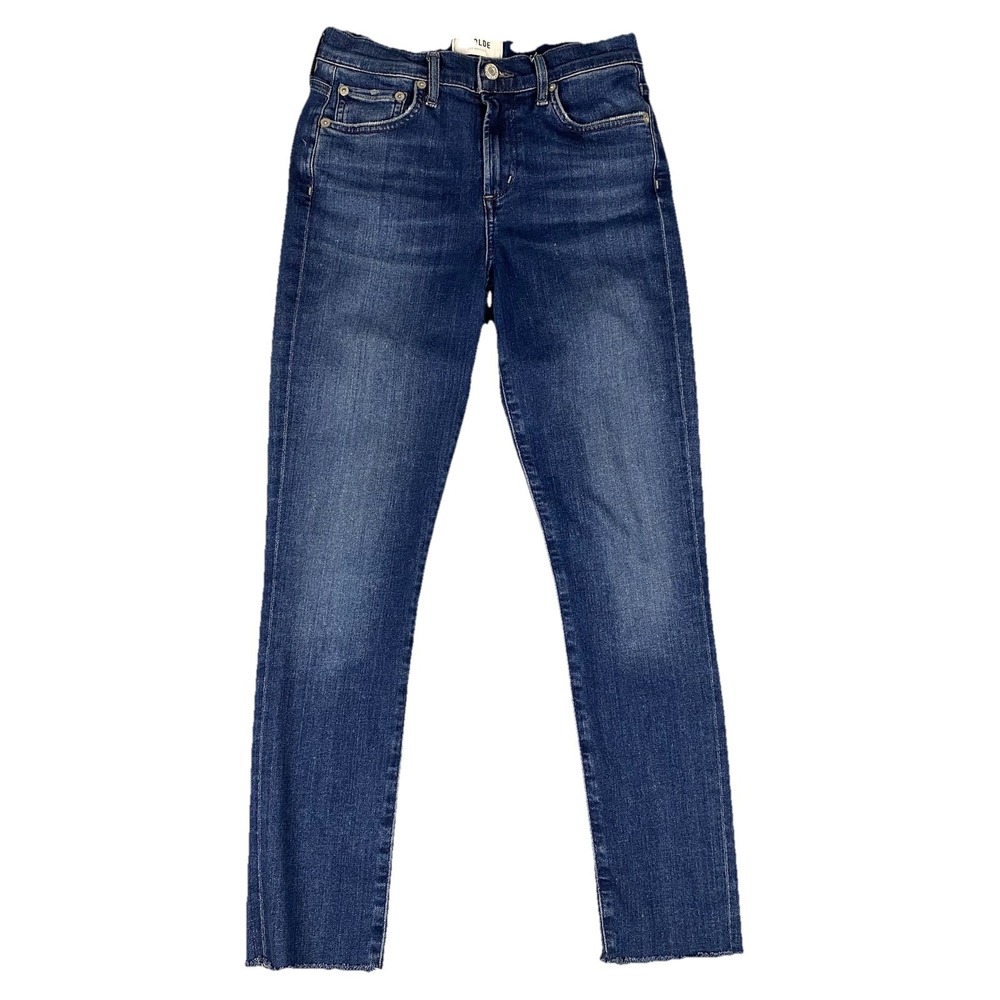 Agolde Sophie High Rise Skinny Raw Hem Jeans Women 25 Medium Blue